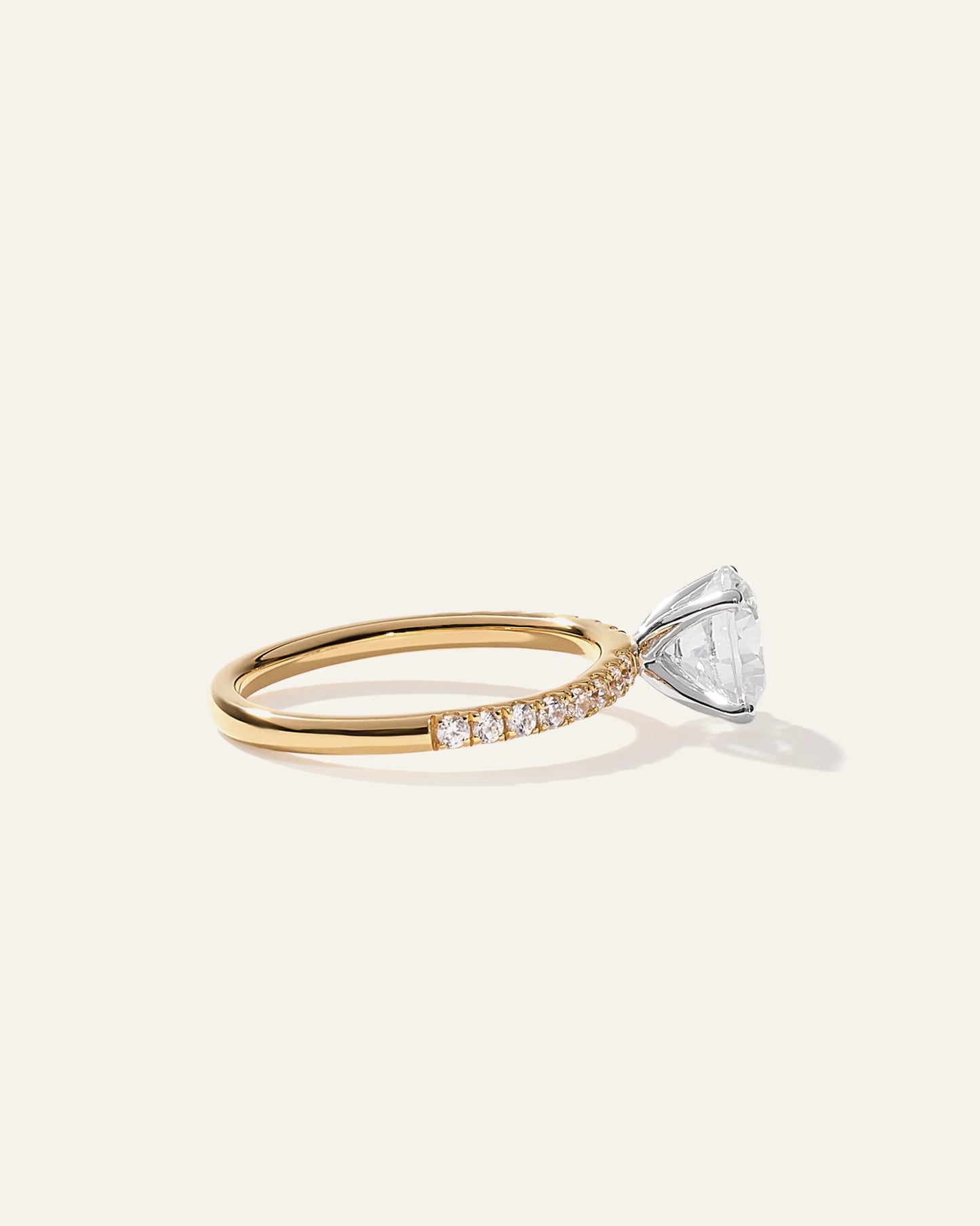 Lab Grown Diamond Round Petite Pave Engagement Ring - 1.50ct - 4 / Yellow Gold