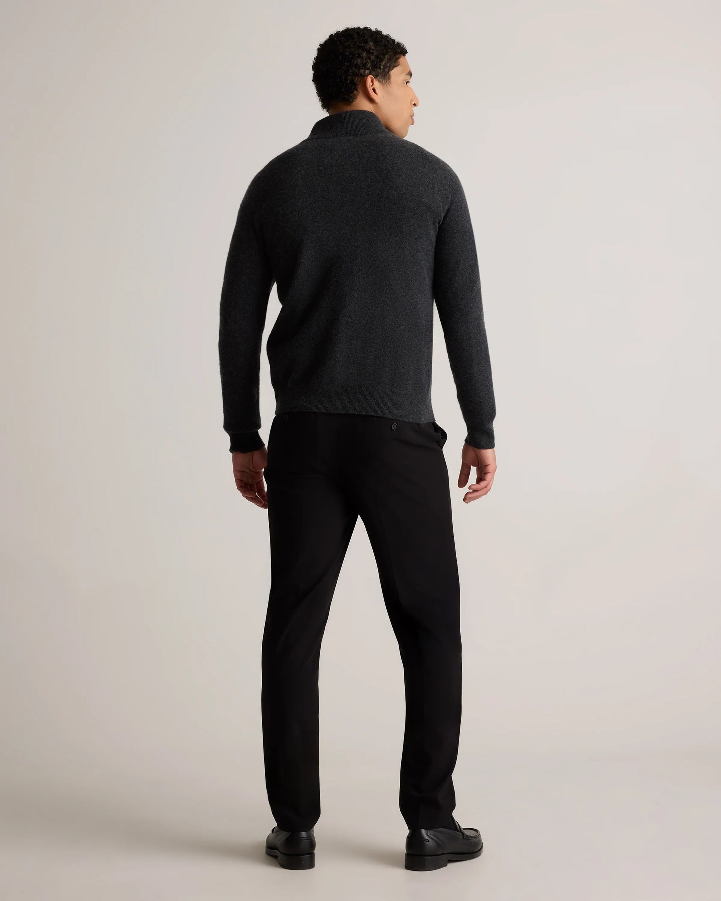 Mongolian Cashmere Quarter Zip Sweater - S / Olive Twist
