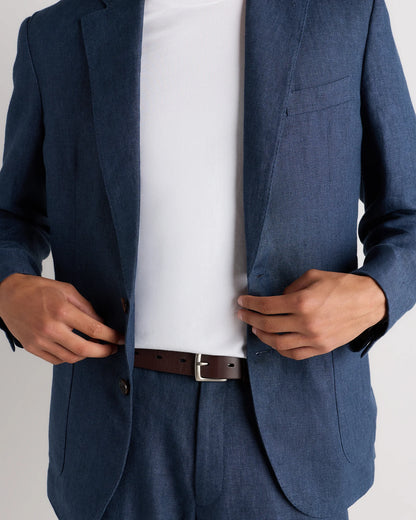 100% European Linen Tailored Blazer - 38R / Deep Navy