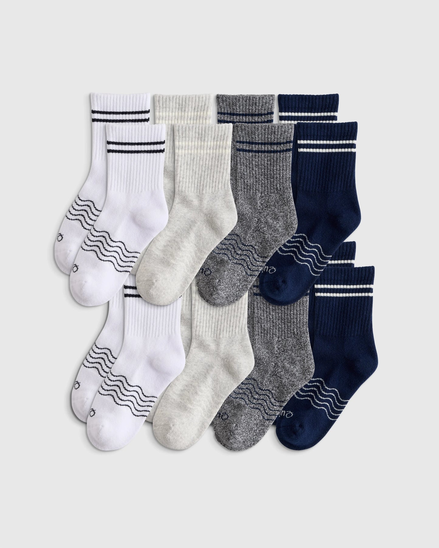 Kids Organic Cotton Quarter Crew Socks 8-Pack - S / White