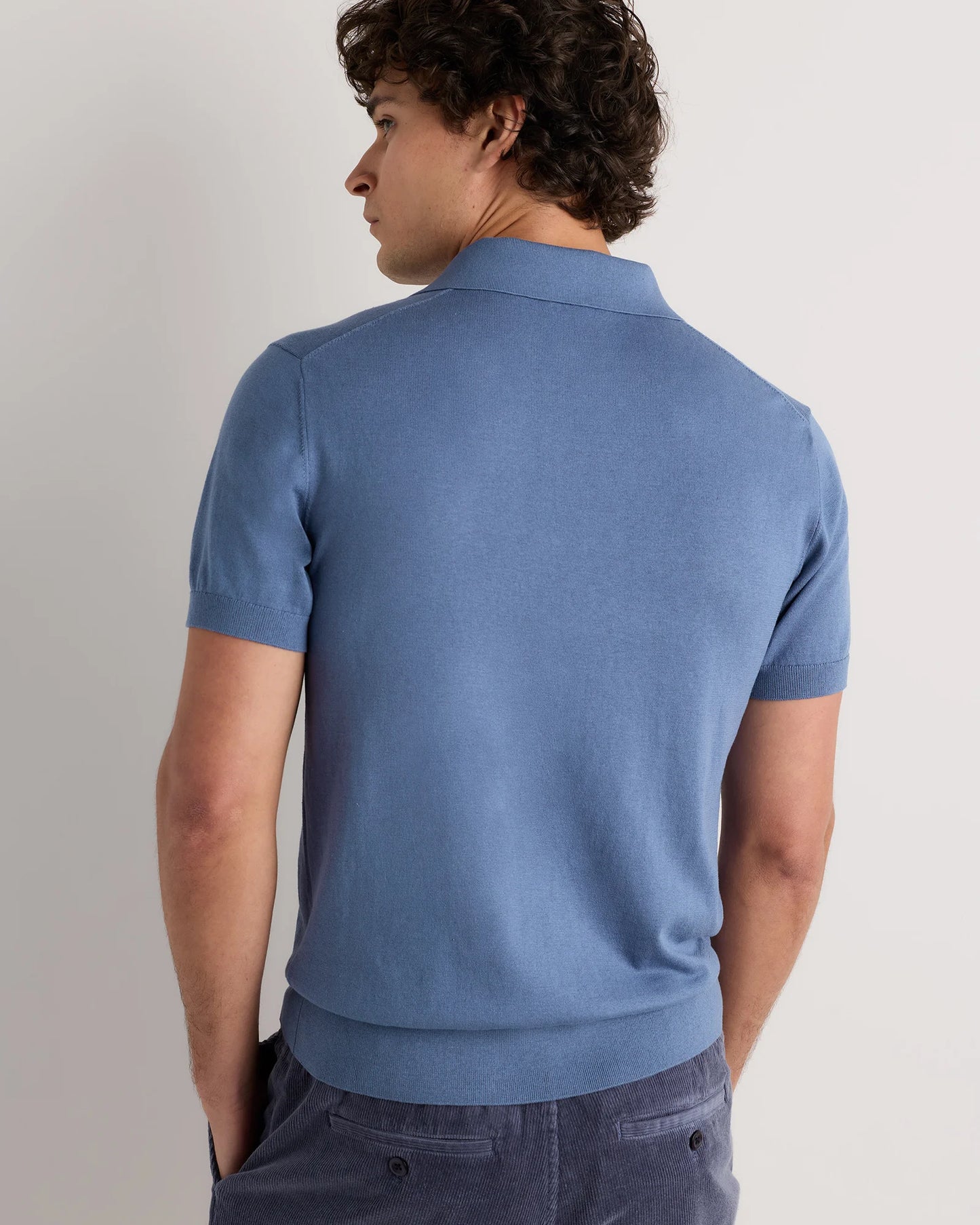 Cotton-Silk Johnny Collar Polo - S / Speckled Beige
