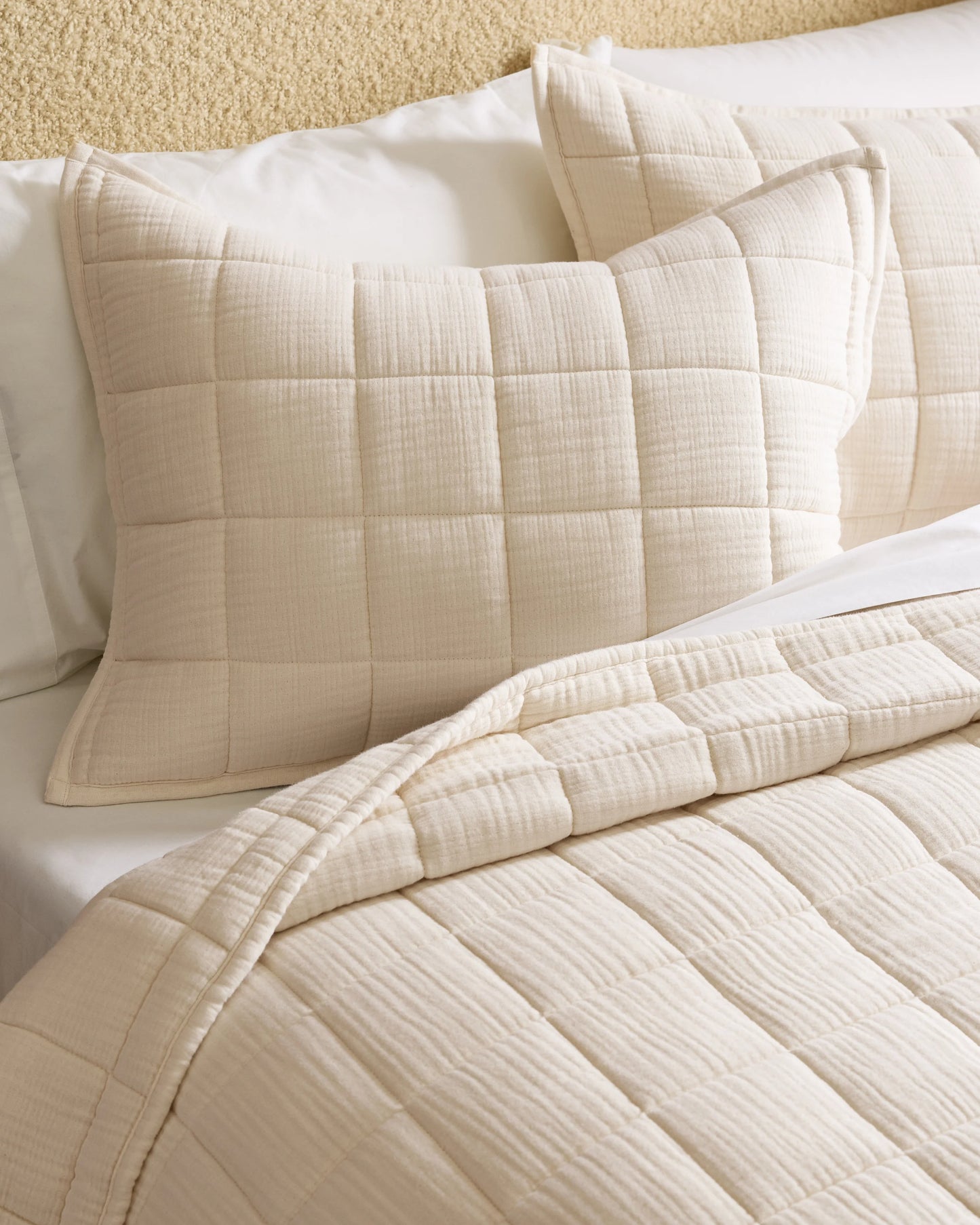 Organic Cotton Gauze Box Quilt Set - Twin / Mineral