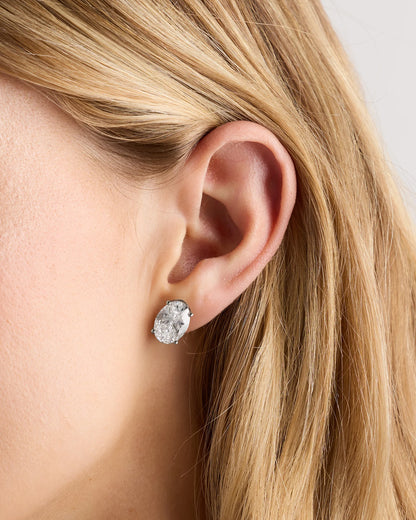14K Gold Lab Grown Diamond Statement Oval Studs - 8ctw - One Size / Yellow Gold