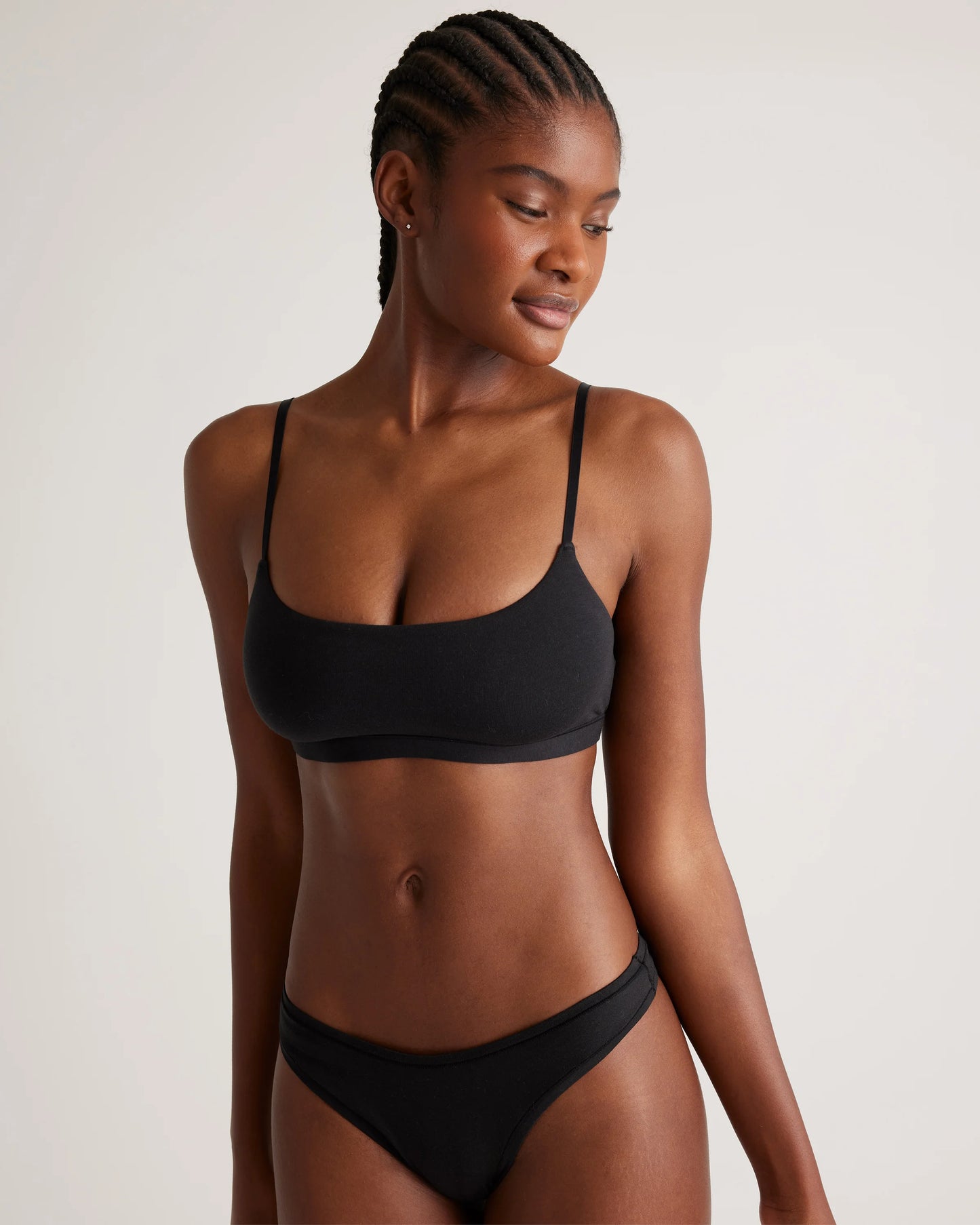 Organic Cotton High-Cut Thong (6-pack) - XS / Black/Soft White/Ocean