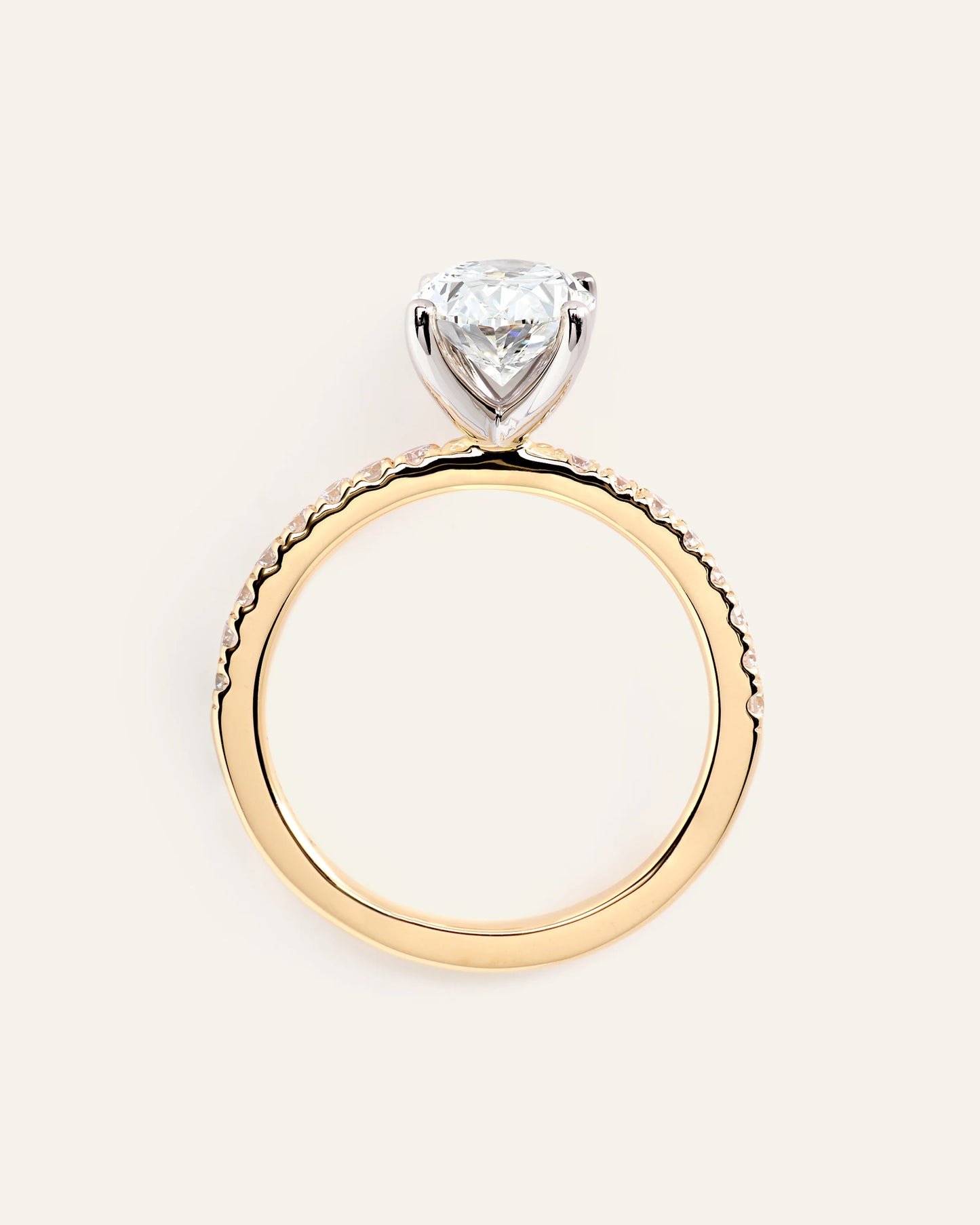 Lab Grown Diamond Oval Petite Pave Engagement Ring - 2.5ct - 4 / Yellow Gold