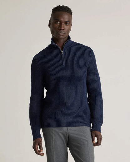 100% Organic Cotton Fisherman Quarter-Zip Sweater - S / Big Sur Green