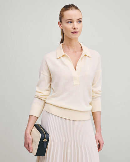 Mongolian Cashmere Polo Sweater - XS / Pale Custard Yellow