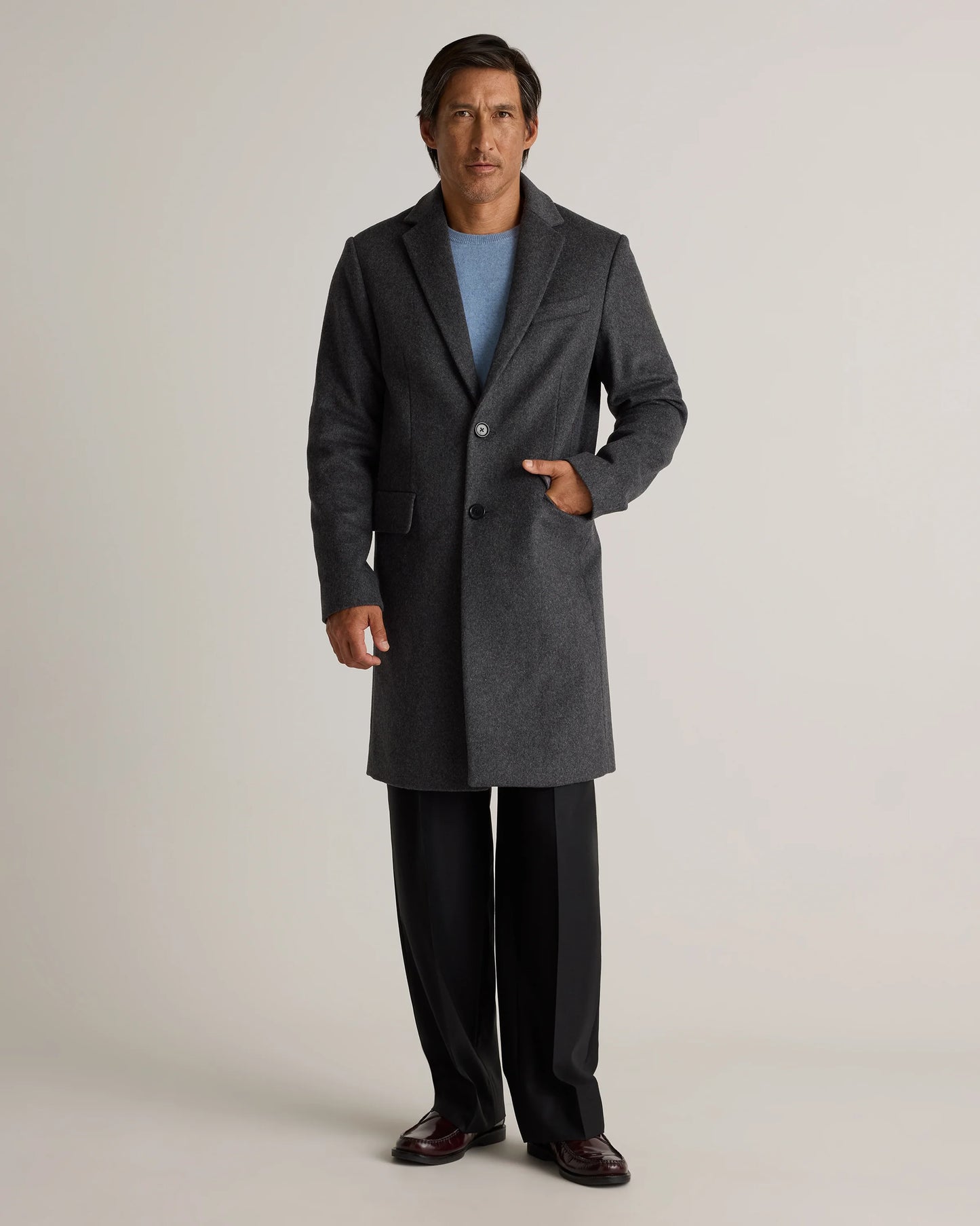 Italian Wool Overcoat - S / Heather Charcoal