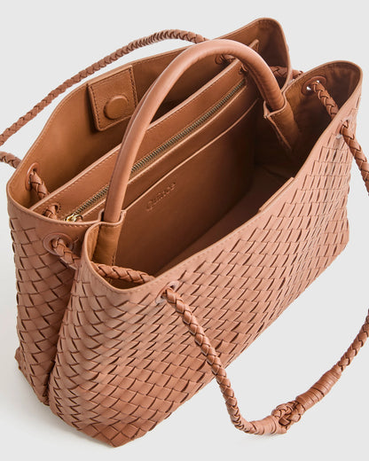 Romy Handwoven Satchel - One Size / Cognac