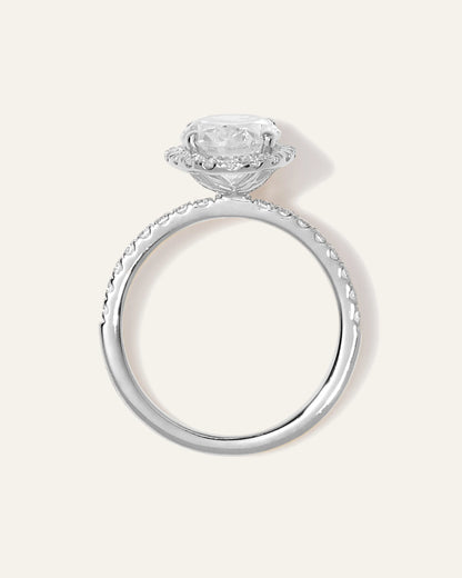Lab Grown Diamond Oval Halo Pave Engagement Ring - 2ct - 4 / Yellow Gold