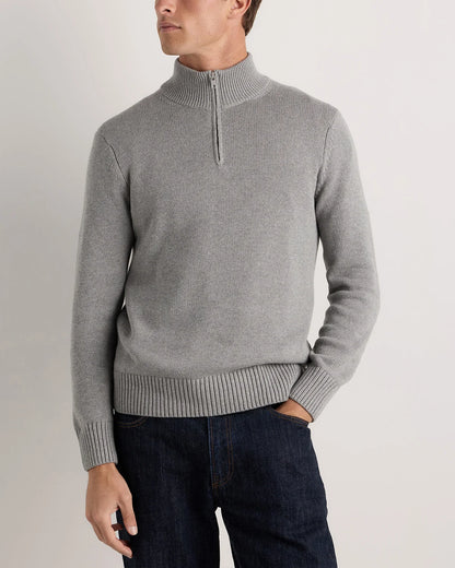 100% Organic Cotton Quarter-Zip Sweater - S / Moonstone Blue