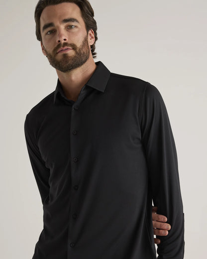 Commuter Stretch Pique Long Sleeve Button Down - XS / Dark Coal