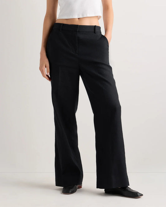 European Stretch Linen Trouser - 0 / Black