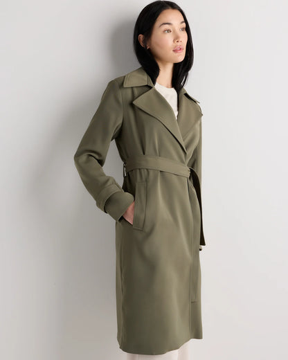 Stretch Crepe Trench Coat - XS / Olive