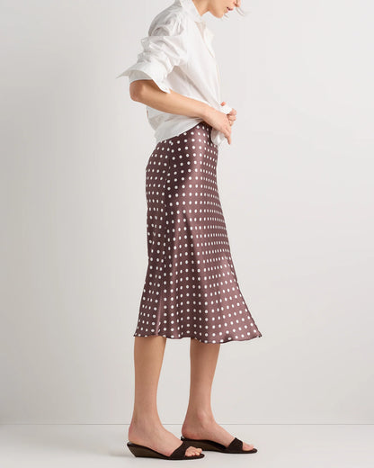 100% Washable Silk Skirt - XS / Champagne