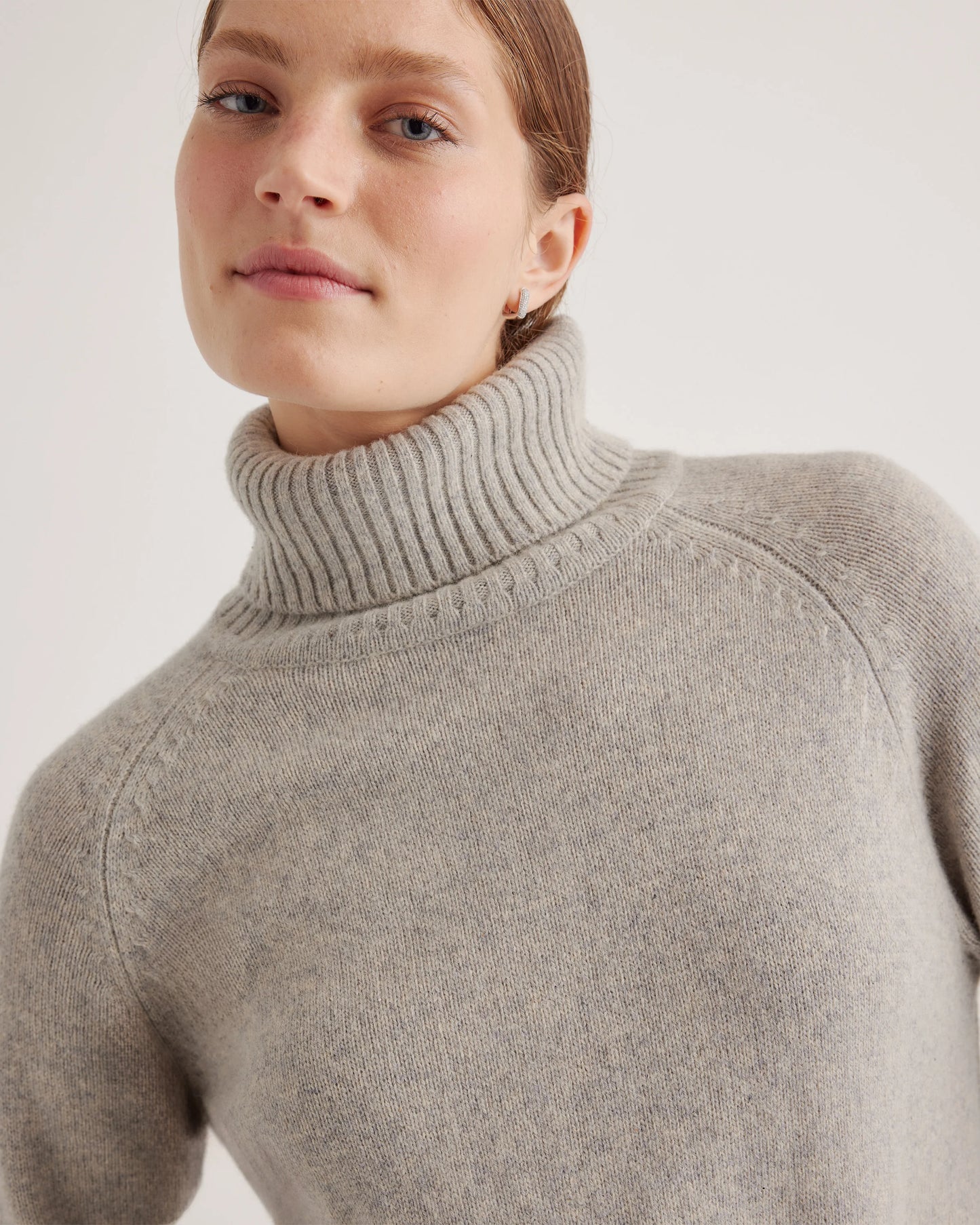 100% Yak Wool Turtleneck Sweater - XS / Heather Brown