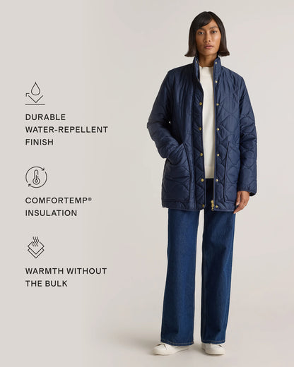Featherless Quilted Long Puffer Jacket - XS / Silken White