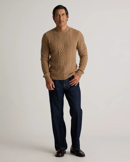 Mongolian Cashmere Cable Crewneck Sweater - S / True Navy