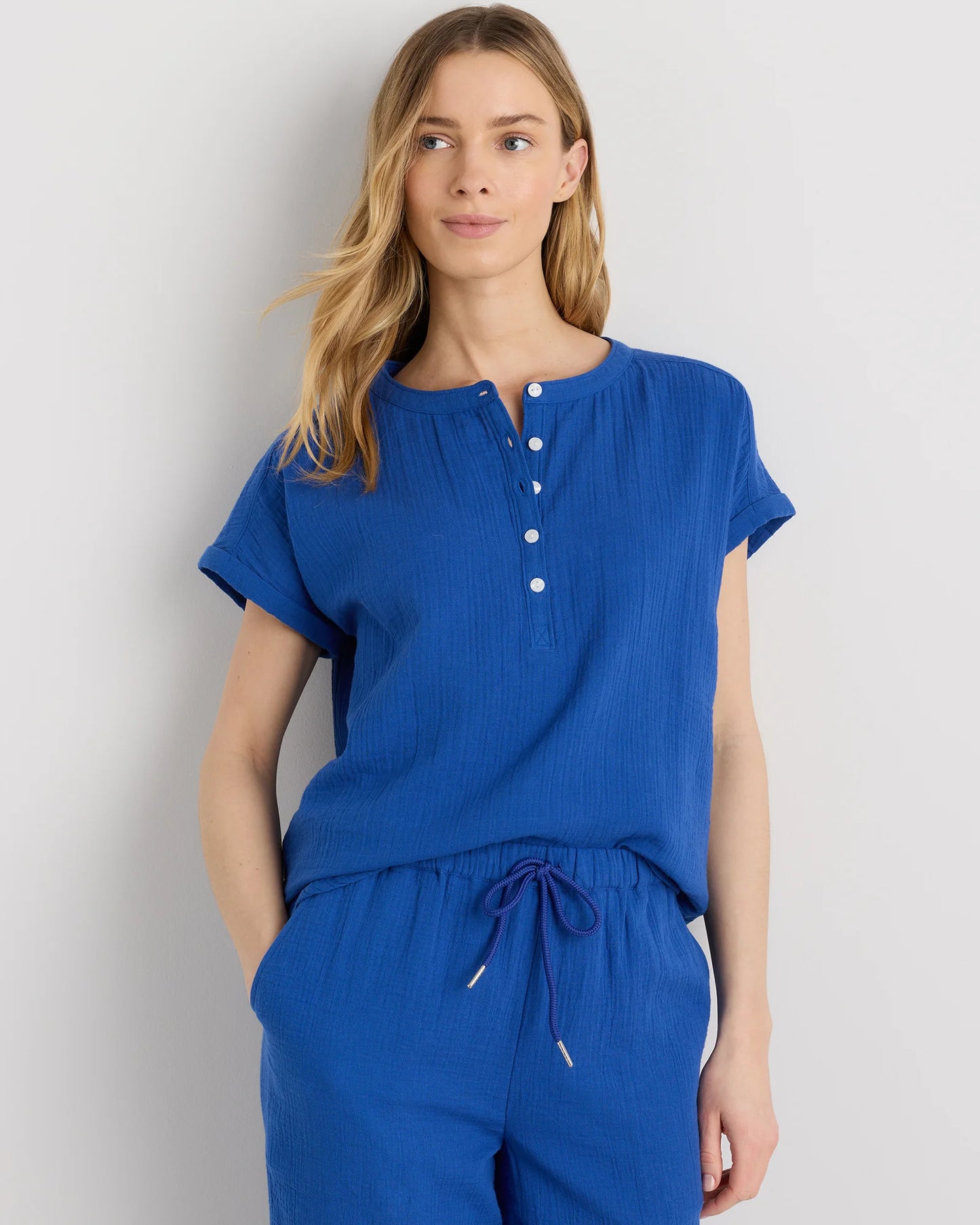 100% Organic Cotton Gauze Roll Sleeve Shirt - XS / Spiced Orange