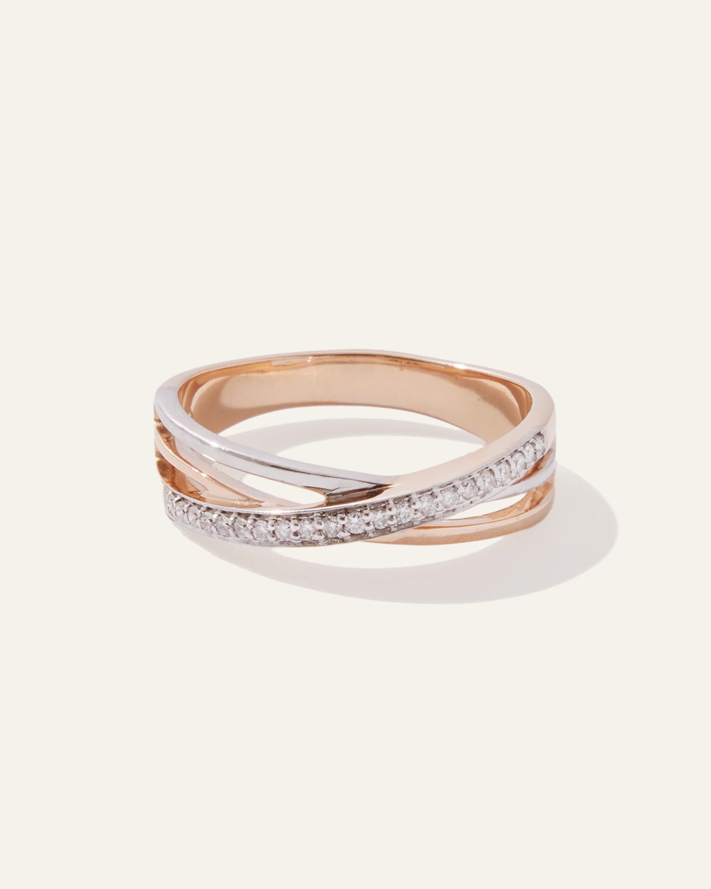14K Gold Diamond Orbit Ring - 4 / Rose Gold