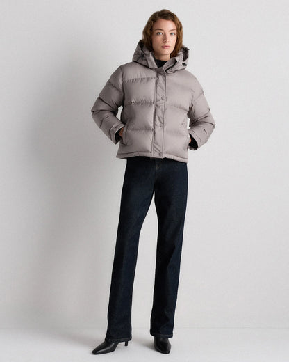 Responsible Down Cropped Puffer Jacket - XS / Shiny Black