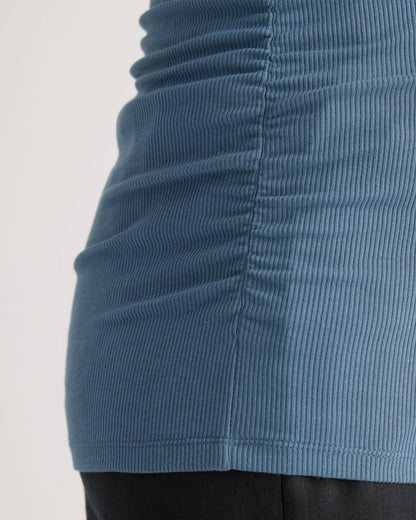 Bamboo Rib Maternity Scoop Neck Tank - XS / Deep Navy
