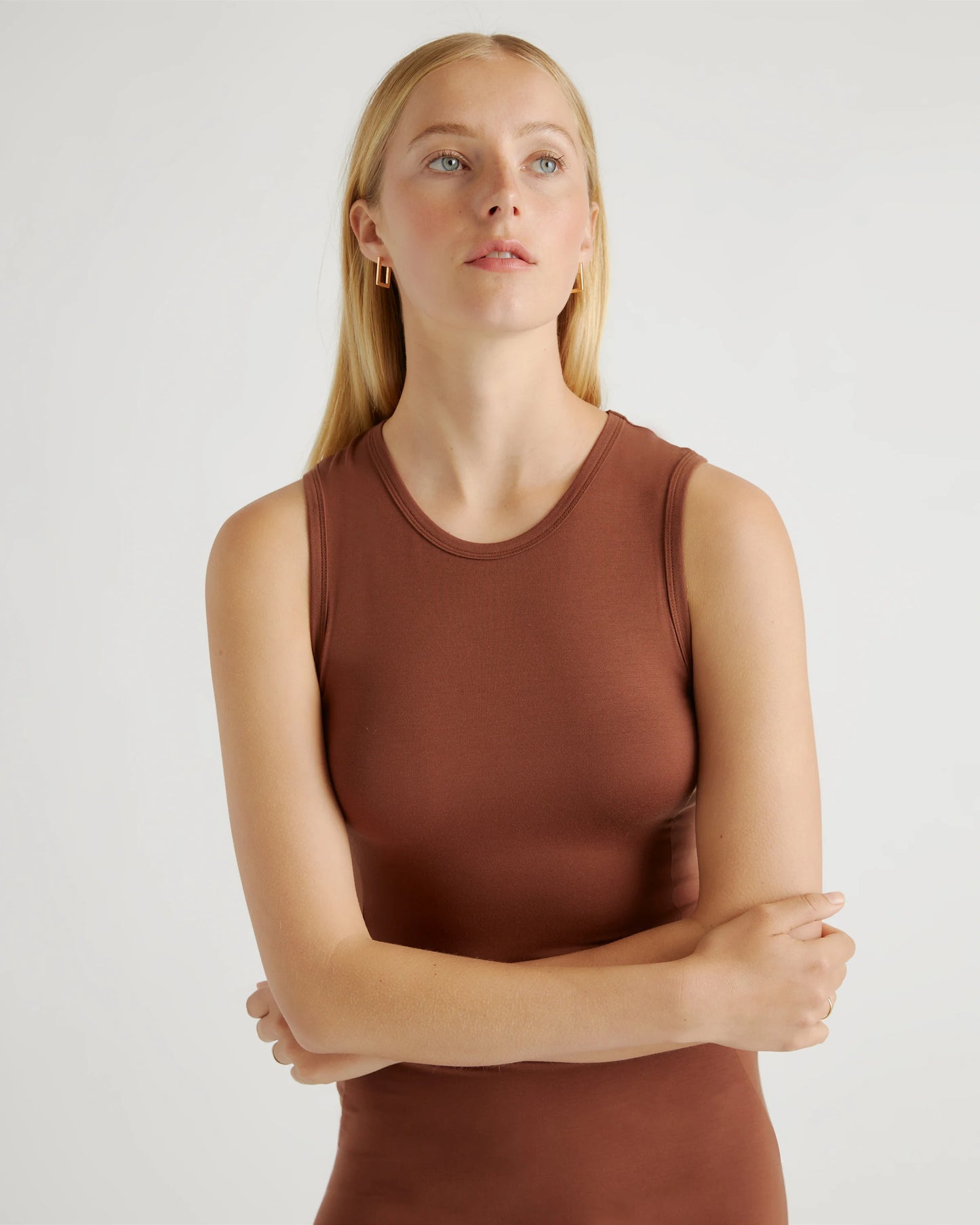 Tencel Jersey Tank Maxi Dress - XS / Brown