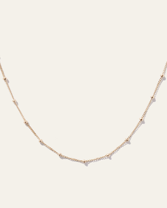 14k Gold Station Bead Choker - One Size / Yellow Gold