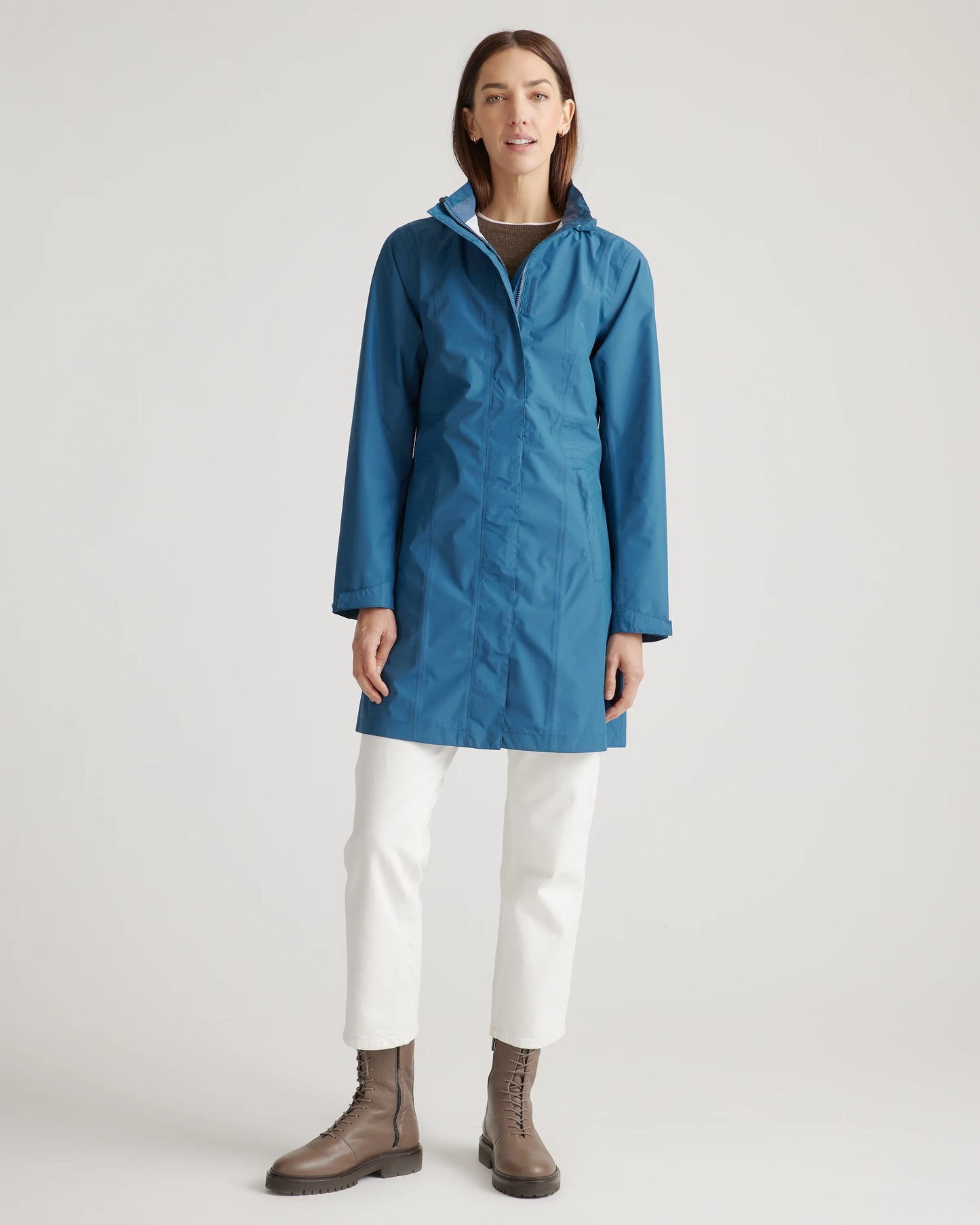 Weather Proof Long Rain Shell Jacket - XS / Ink Blue