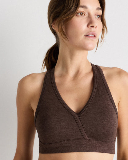 Ultra-Soft V-Neck Racerback Bra - XS / Heather Black