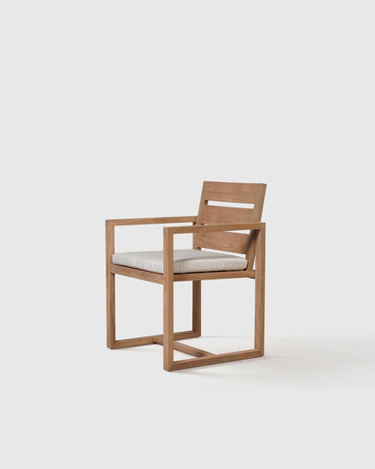 Linear Solid Teak Outdoor Dining Armchair - One Size / Natural Teak