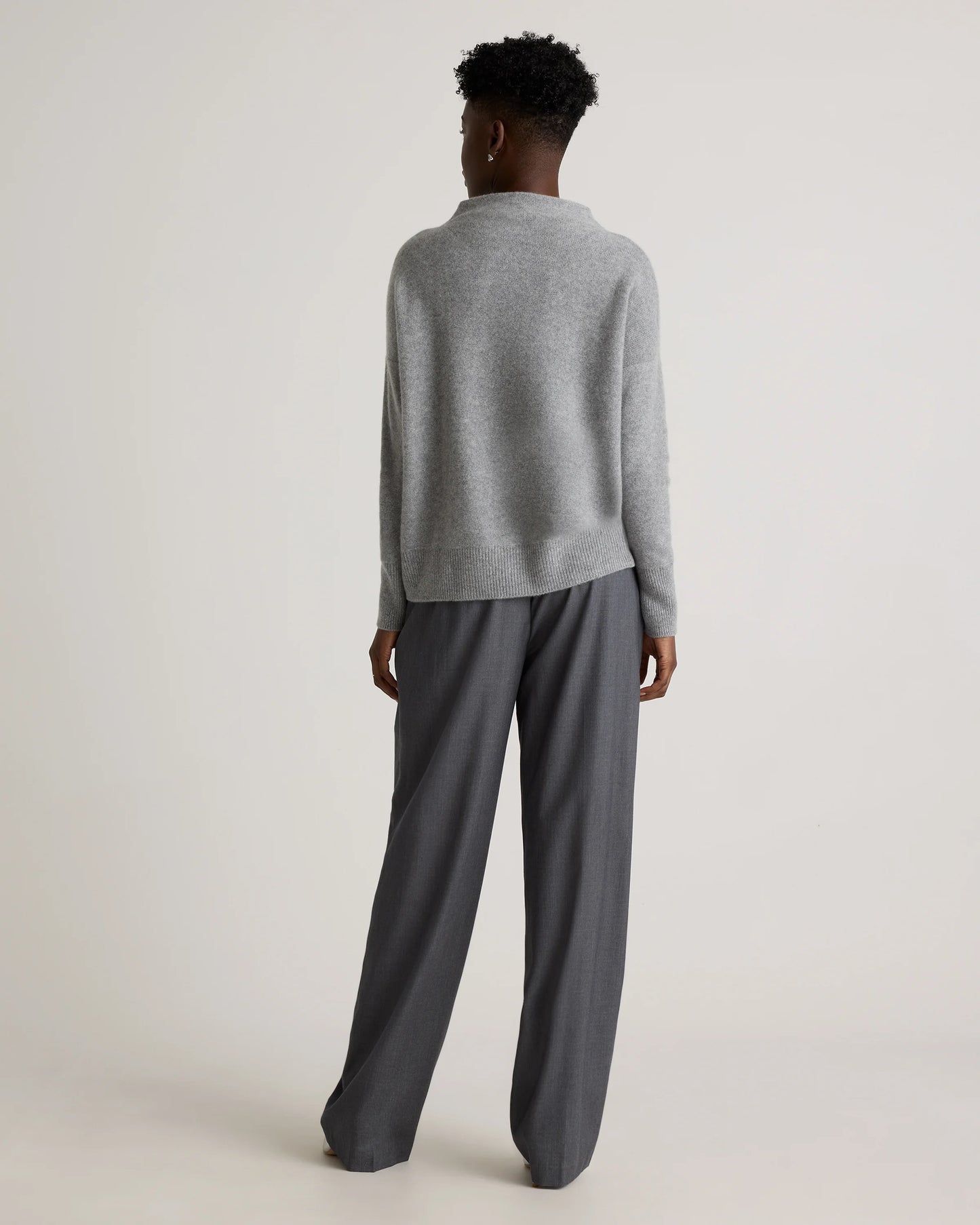 Mongolian Cashmere Funnel Neck Sweater - XS / Heather Grey