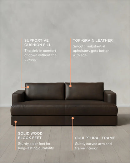 Sierra Curved Arm Sofa in Leather - 7ft / Auburn