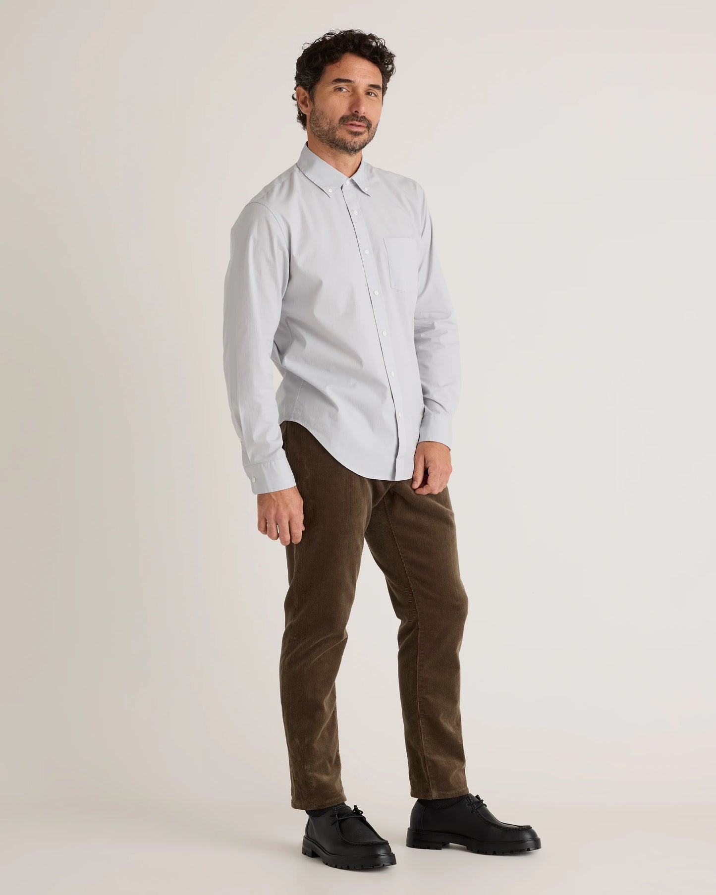 Organic Cotton Stretch Poplin Shirt - S / Grey Gingham