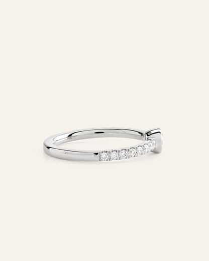 14K Gold Lab Grown Diamond Round Bezel Pave Ring - 4 / Yellow Gold