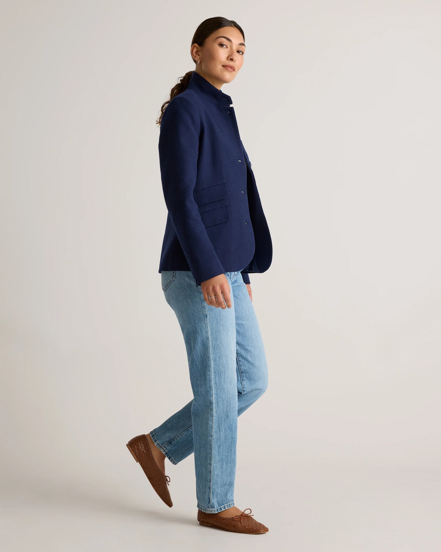 Italian Wool Stand Collar Blazer - XS / Warm Camel