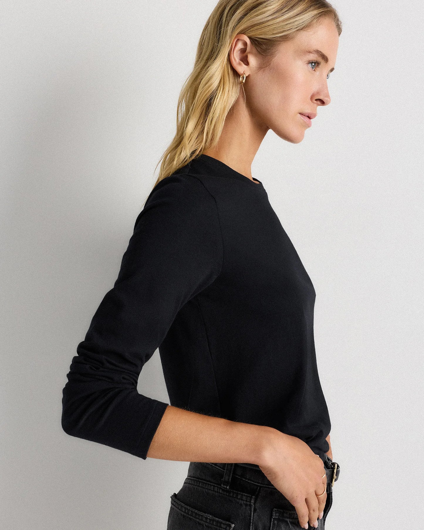 100% Organic Cotton Long Sleeve Swing Tee - XS / Classic White