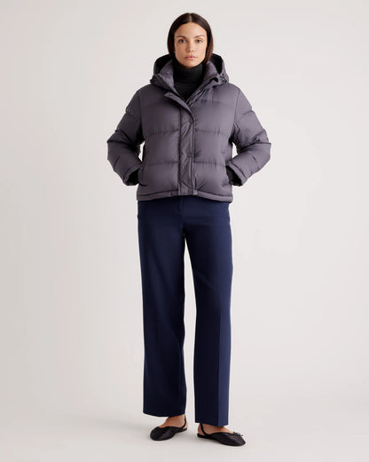 Responsible Down Cropped Puffer Jacket - XS / Shiny Black