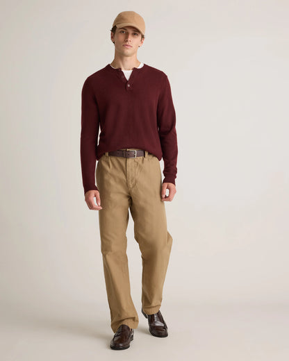 Mongolian Cashmere Henley Sweater - S / Brown
