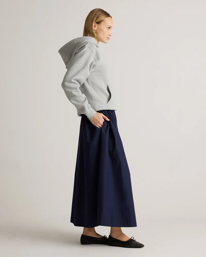 100% Organic Cotton Poplin A-line Maxi Skirt - XS / Classic White