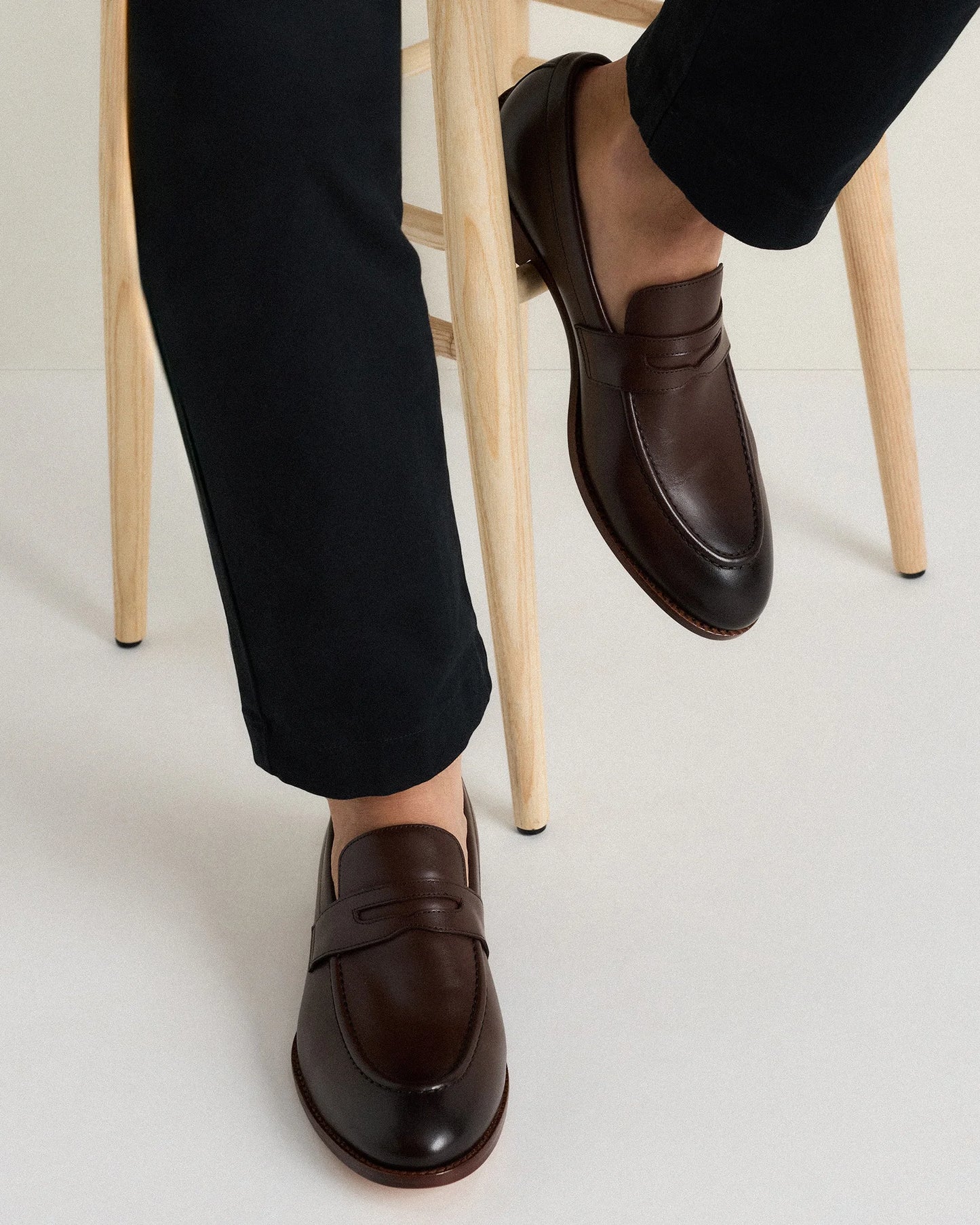Calfskin Leather Penny Loafer - 7 / Brunette
