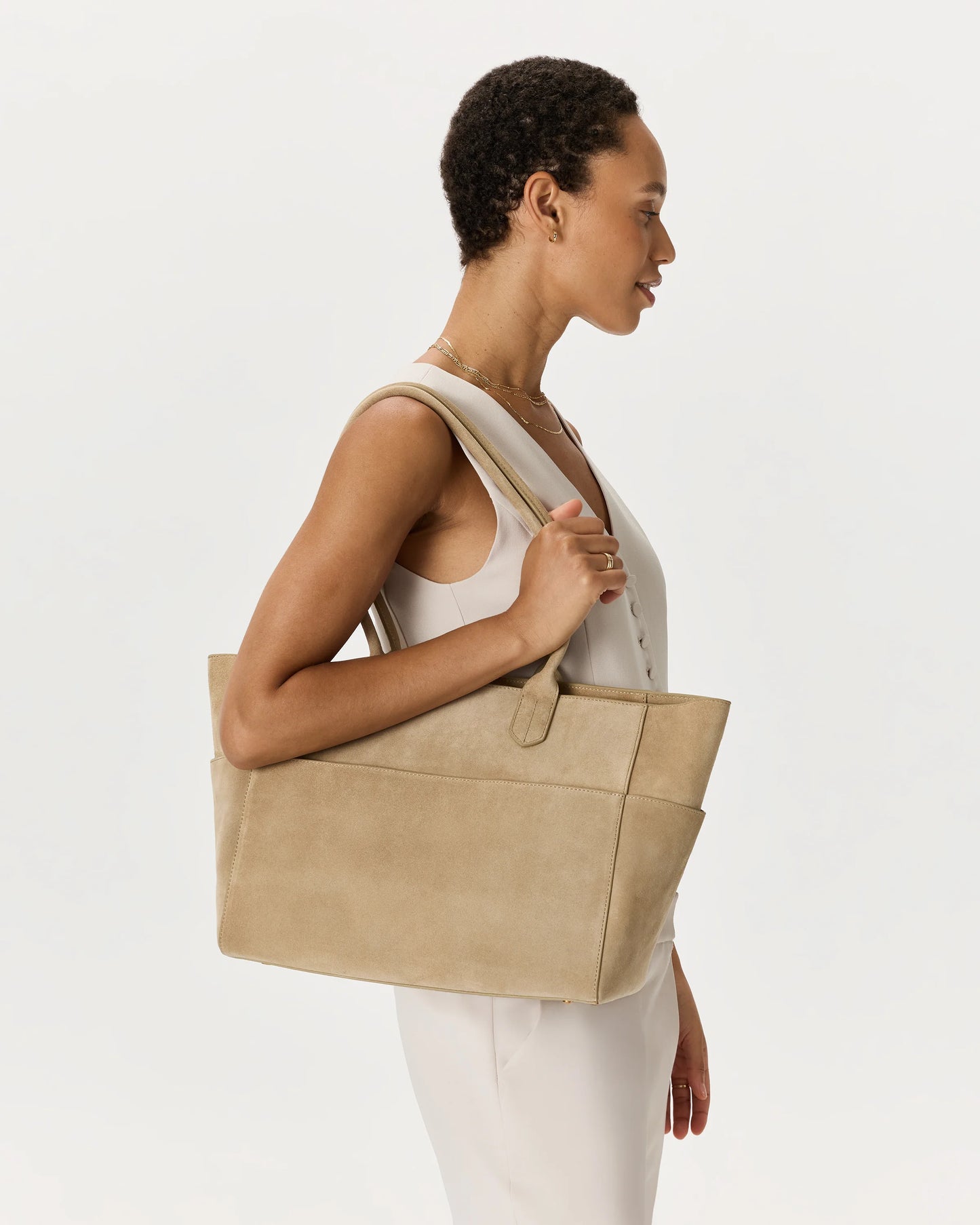 Hudson Suede Tote - One Size / Chocolate Brown