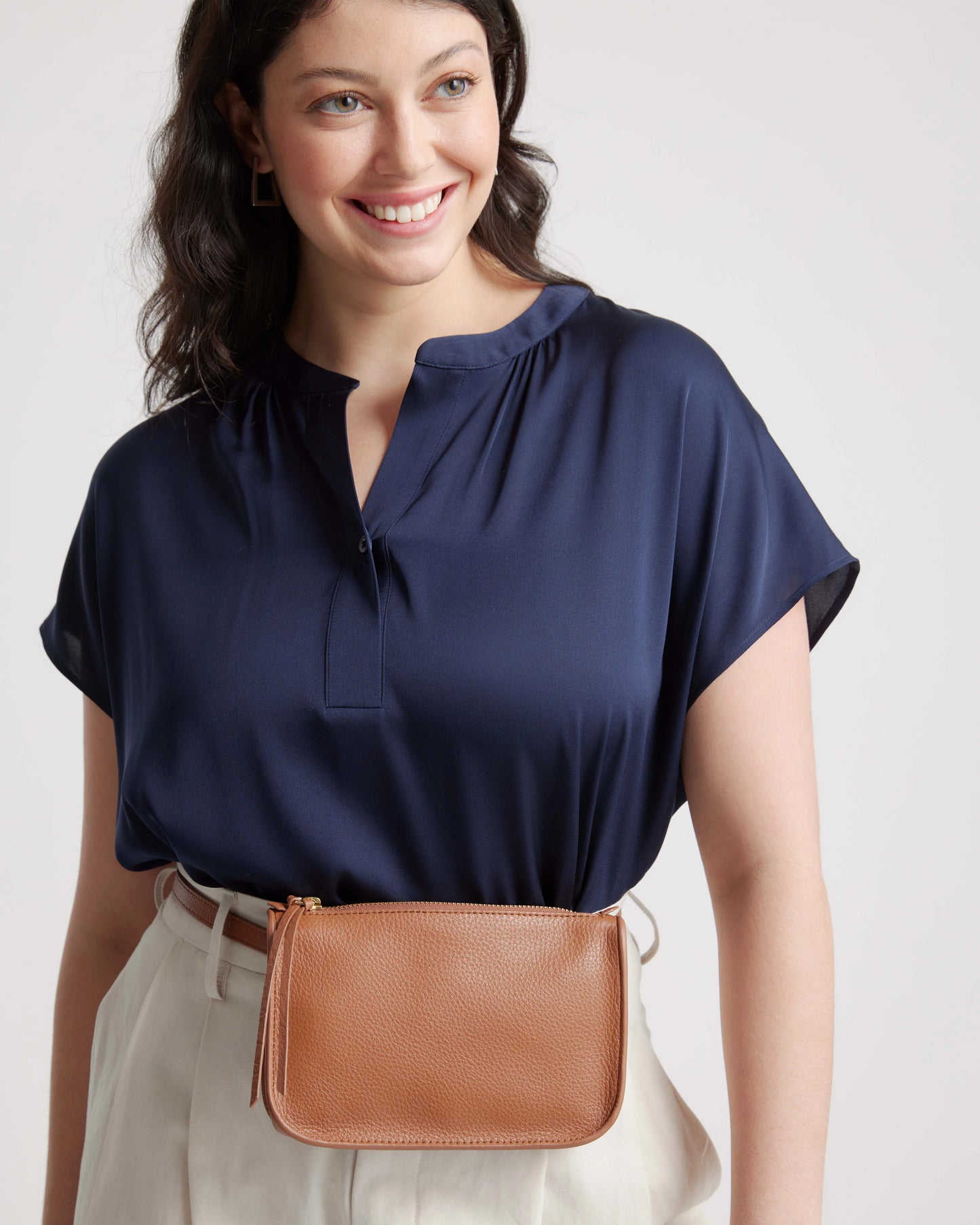 100% Italian Nappa Leather Belt Bag - S/M / Cognac