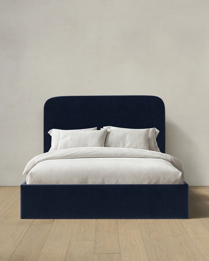 Curved Bed in Performance Velvet - Full / Walnut