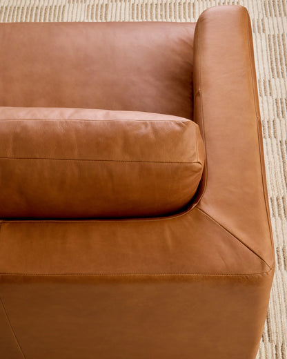 Sierra Curved Arm Sofa in Leather - 7ft / Auburn