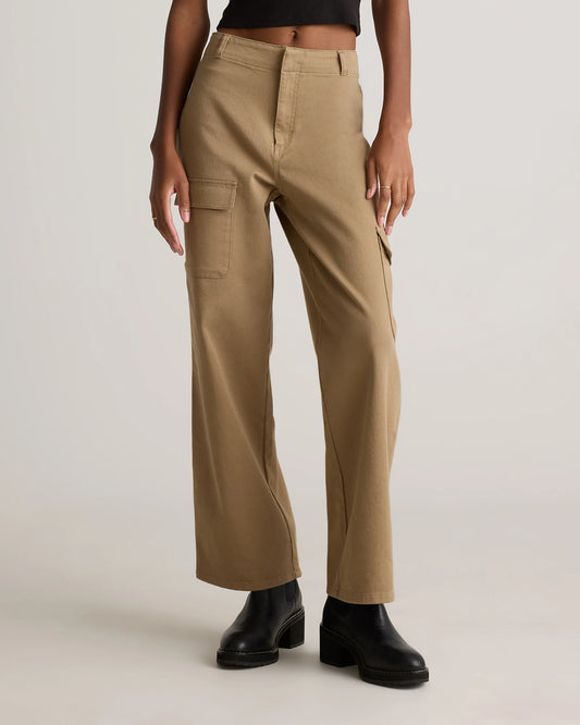 Organic Stretch Cotton Twill Cargo Pants - 0 / Light Khaki