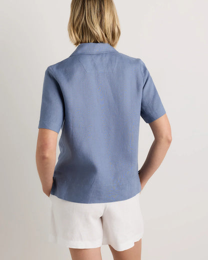 100% European Linen Short Sleeve Shirt - XS / Moonstone Blue