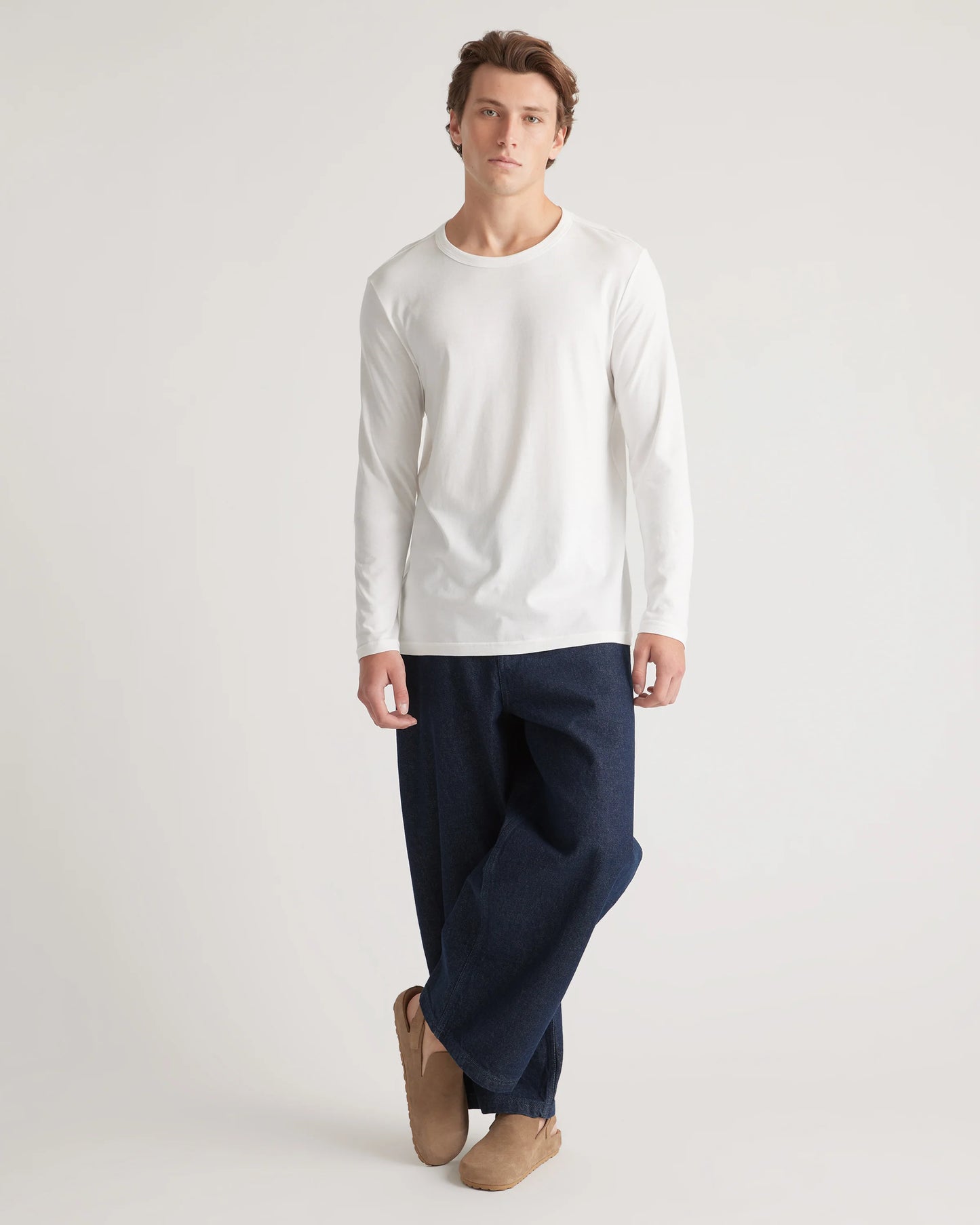 Cotton Modal Long Sleeve Tee - S / Heather Grey