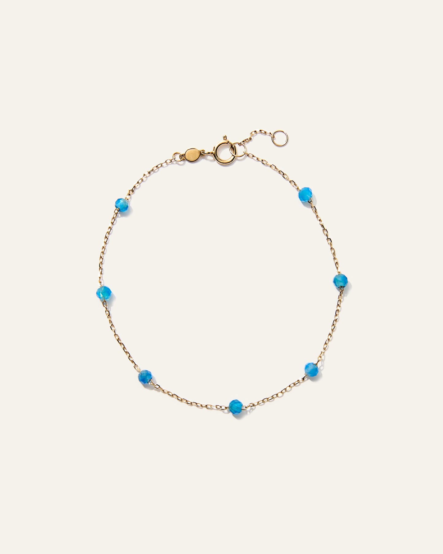 14K Gold Gemstone Station Stackable Bracelet - 6.5" / Yellow Gold