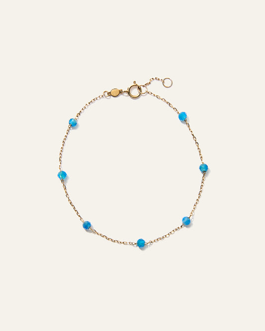 14K Gold Gemstone Station Stackable Bracelet - 6.5" / Yellow Gold